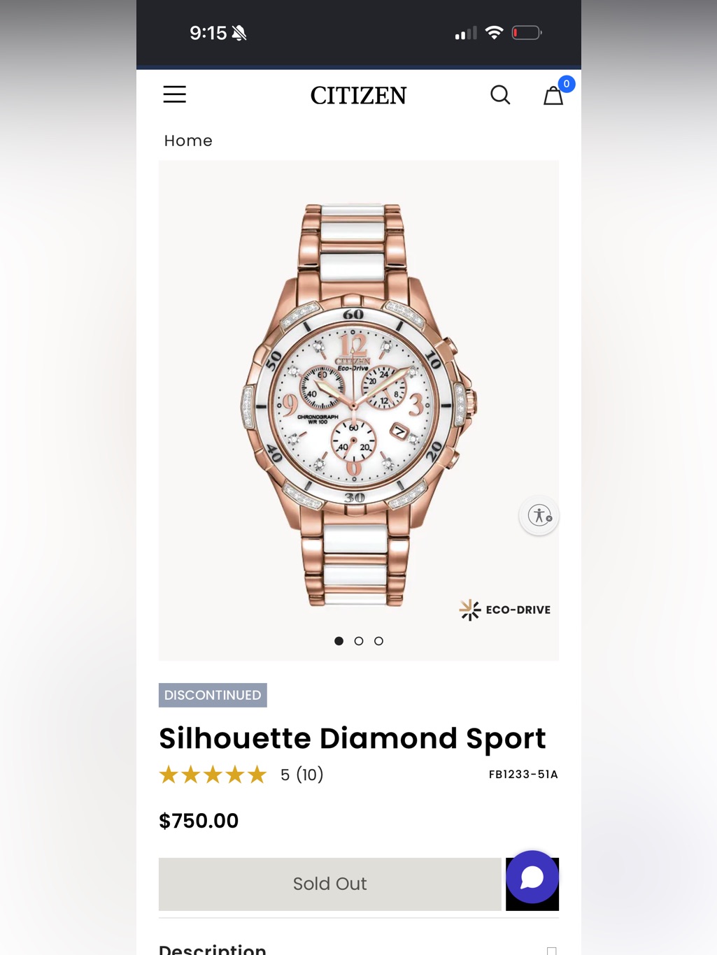 Citizen Rose Gold And White Women's Chronograph Watch